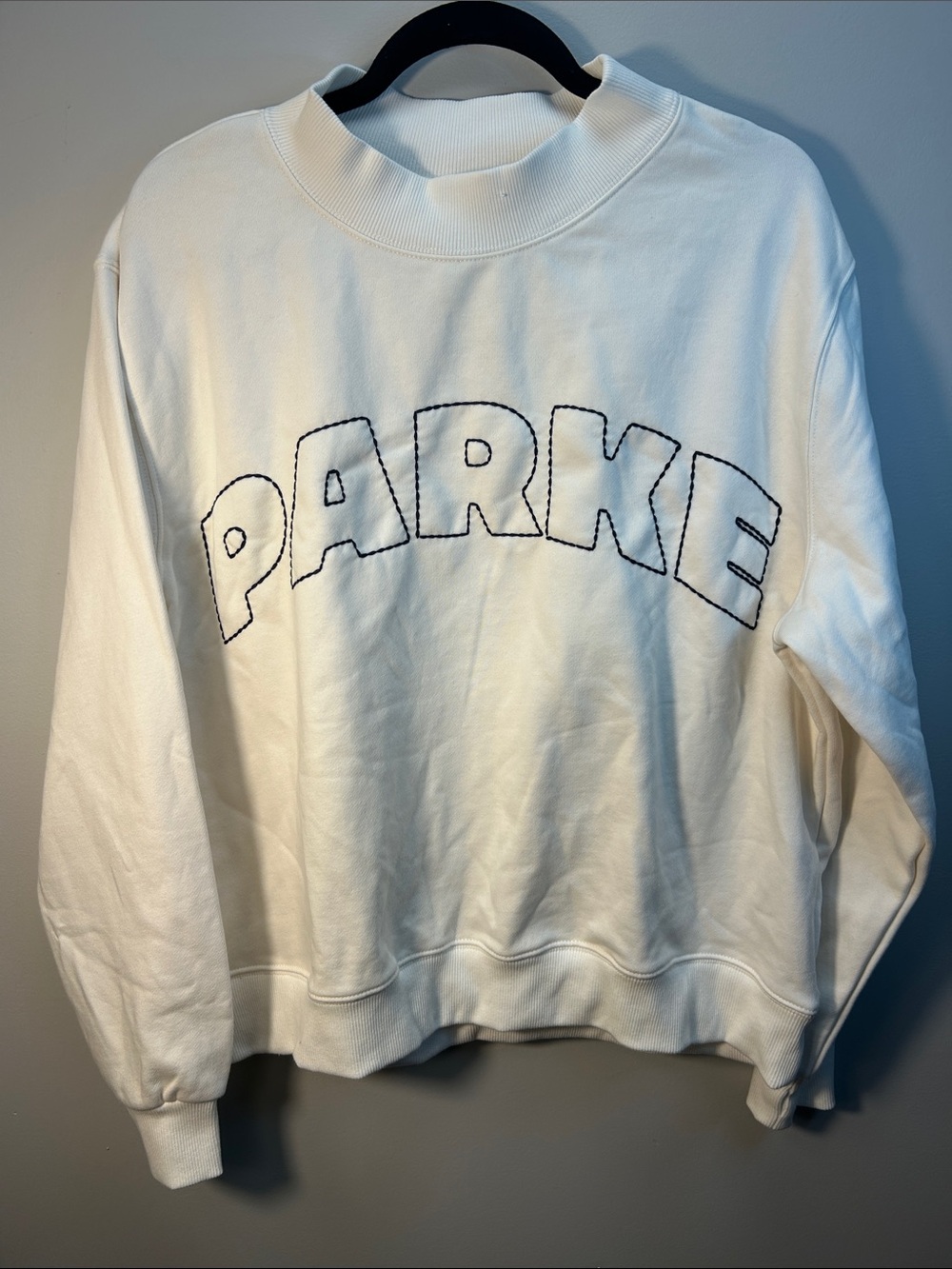 Parke Target Edition Sold OutIvory Crewneck Sweatshirt with Black Stitching Logo